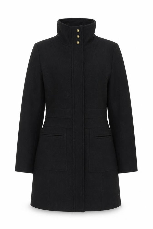 Miss Real Women's Black Military Style Wool Coat 10