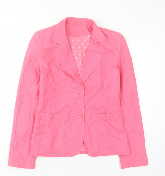 Topshop Women's Pink Blazer UK Size 10, Linen Blend