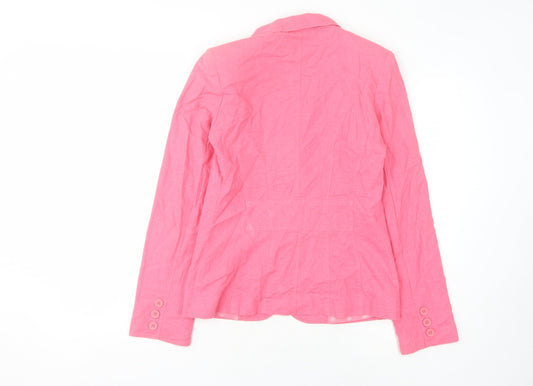 Topshop Women's Pink Blazer UK Size 10, Linen Blend