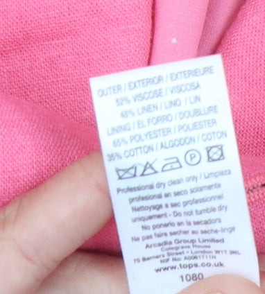 Topshop Women's Pink Blazer UK Size 10, Linen Blend