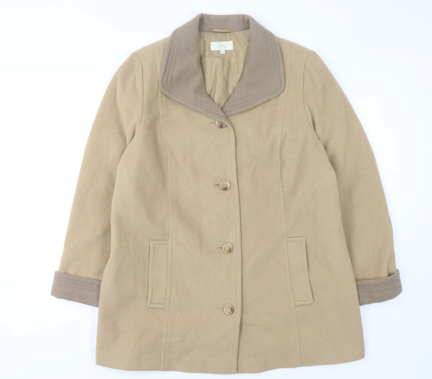 Womens UK Size 18 Marks and Spencer Beige Basic Coat