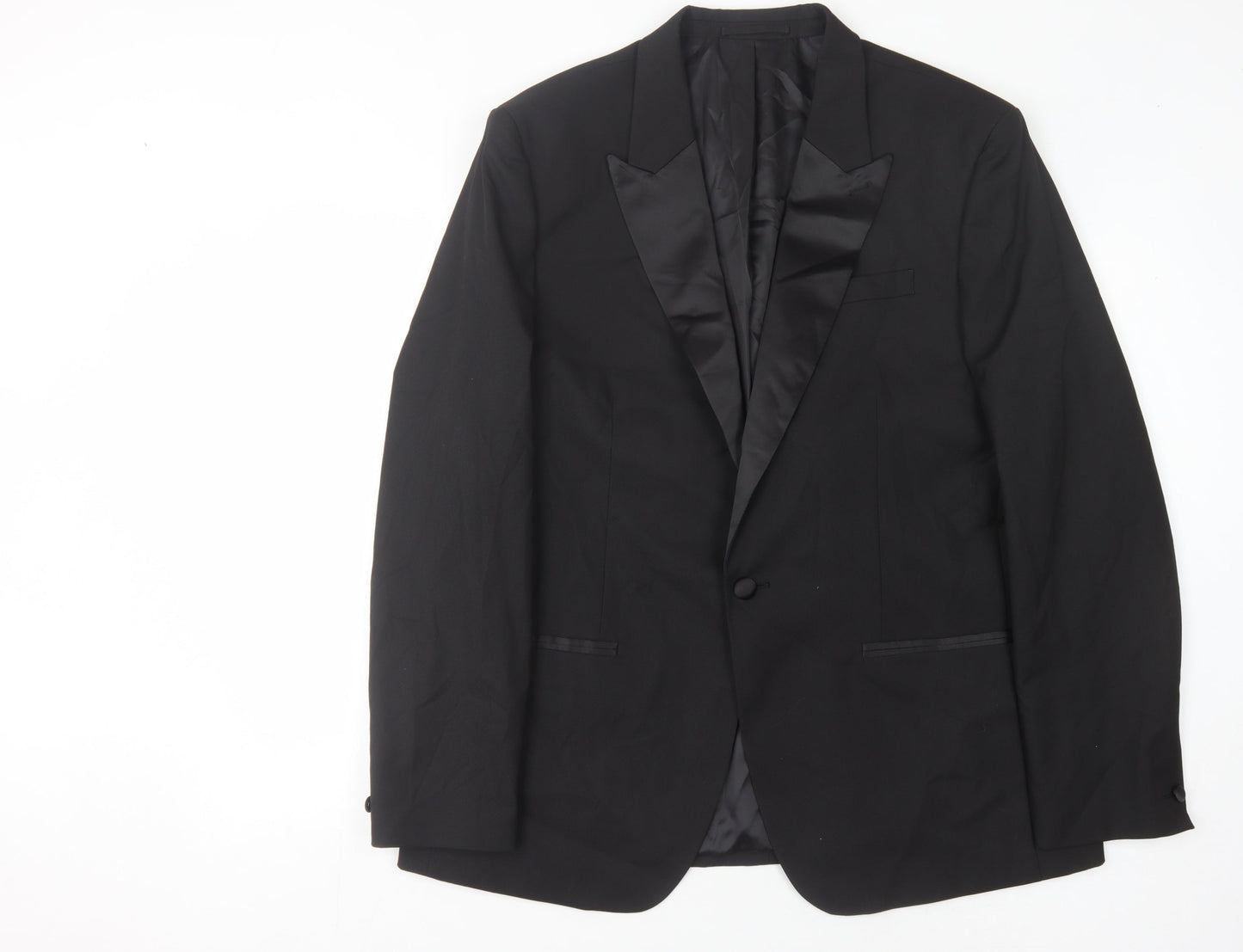 Mens UK Size 46 River Island Regular Black Suit Jacket