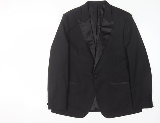 Mens UK Size 46 River Island Regular Black Suit Jacket
