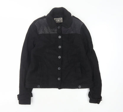 NW3 Women's Black Jacket Size 12 Wool Quilted