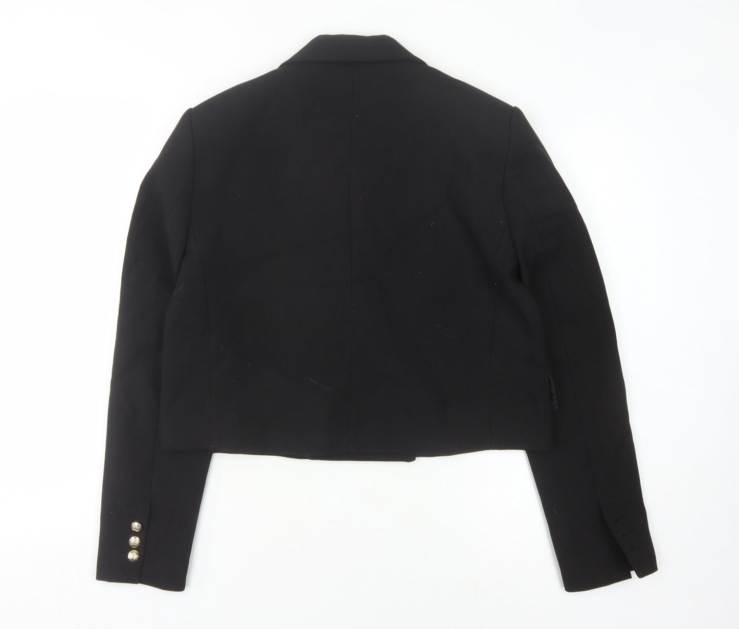 Zara Women's Black Double-Breasted Cropped Blazer, Size 12