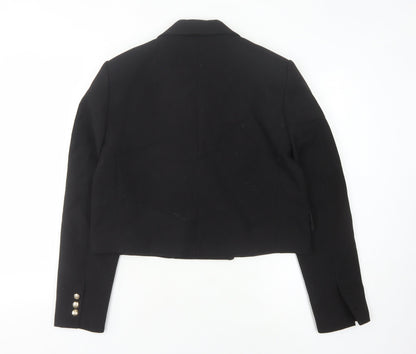 Zara Women's Black Double-Breasted Cropped Blazer, Size 12