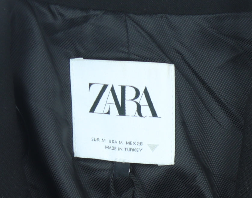 Zara Women's Black Double-Breasted Cropped Blazer, Size 12
