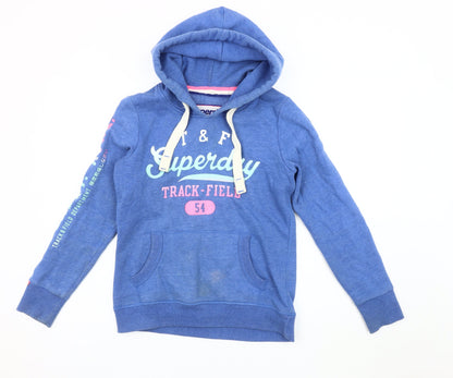Superdry Women's Blue Pullover Hoodie, Size S, Casual Sport Style