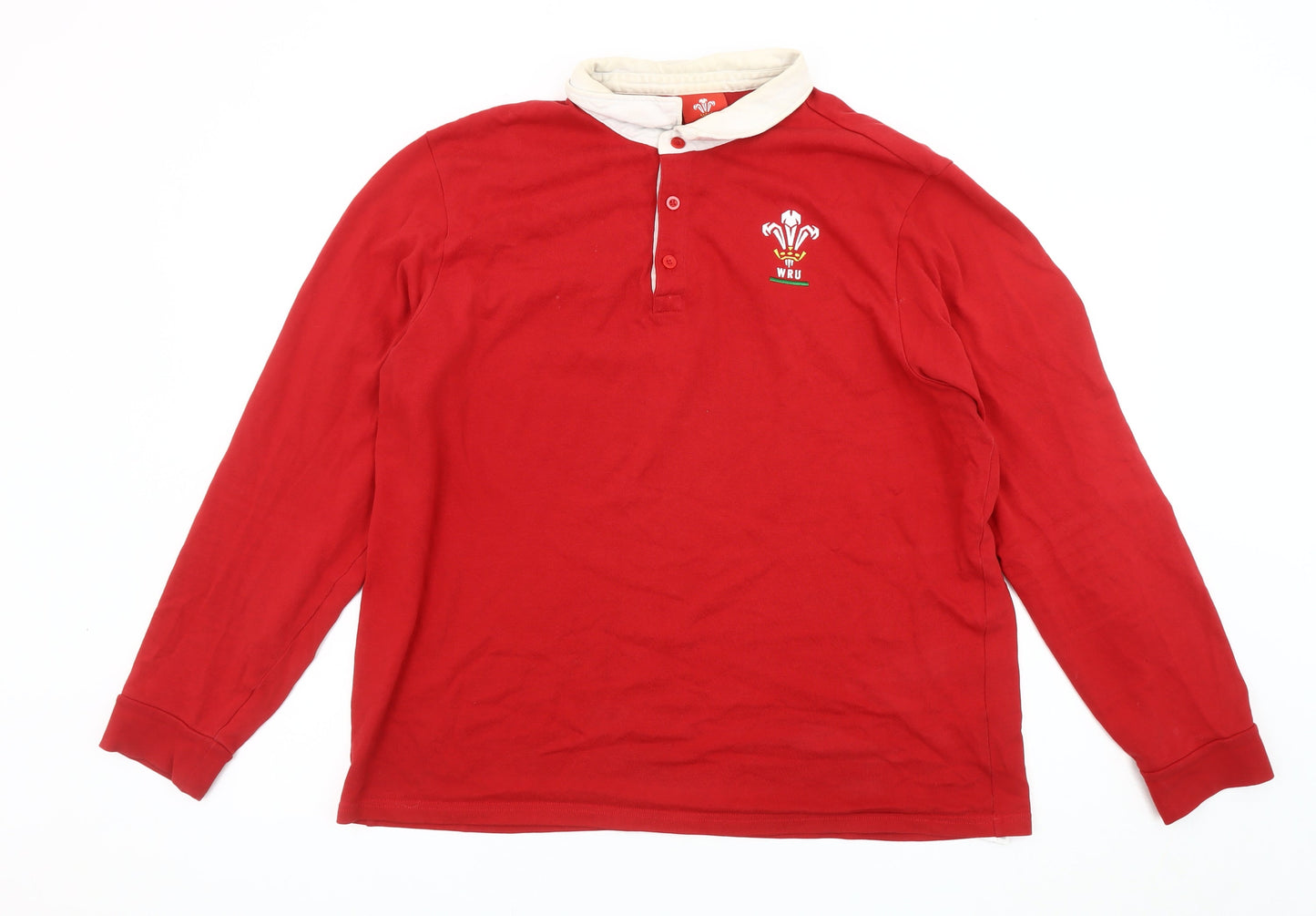 WRU Men's Red 2XL Rugby Polo Shirt