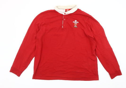 WRU Men's Red 2XL Rugby Polo Shirt