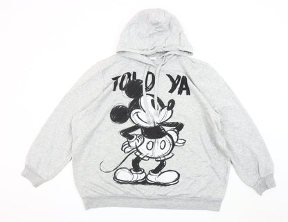 Unisex Adults UK Size L Disney Grey Pullover Hoodie