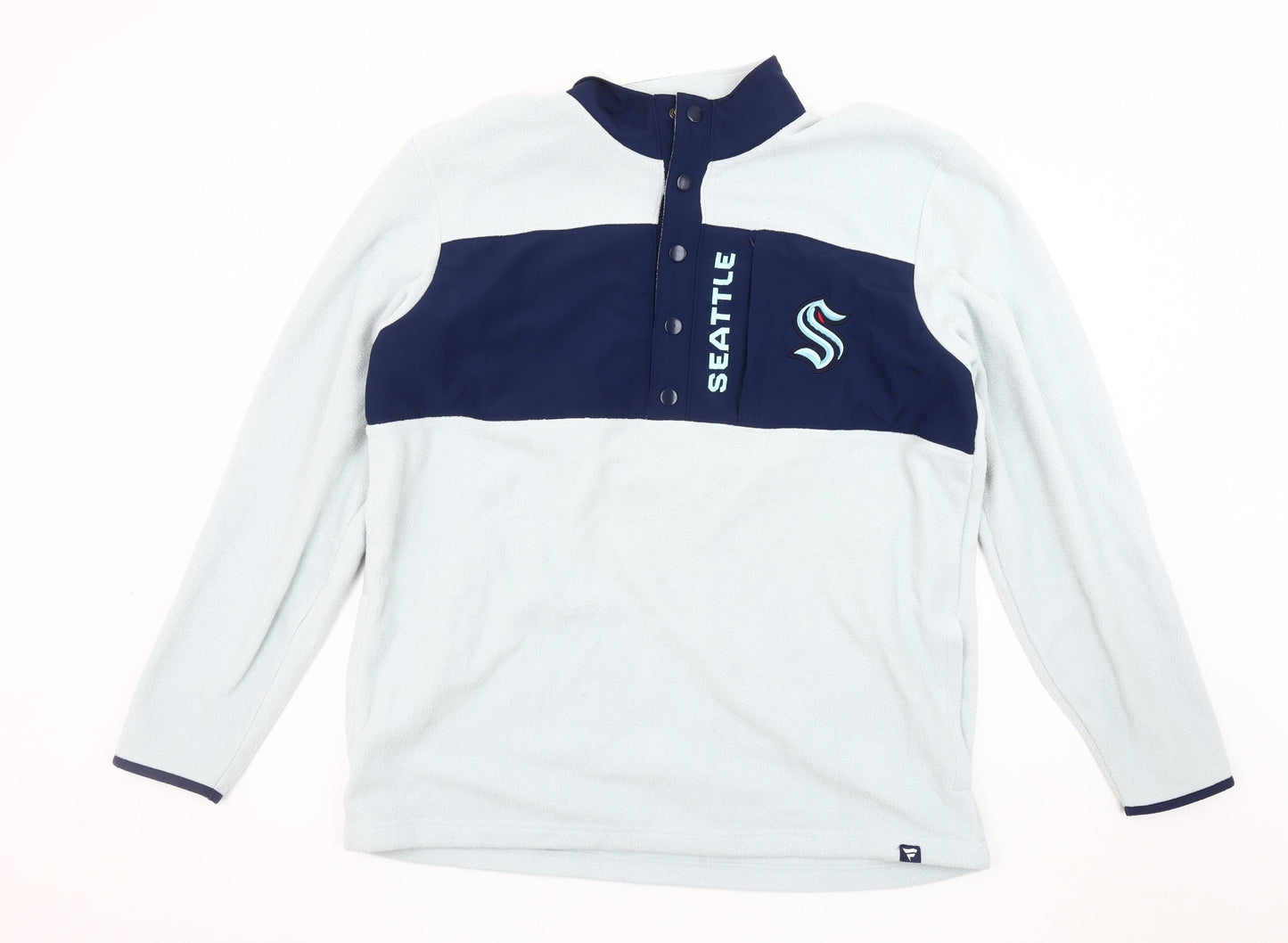 Fanatics Men's Blue XL Henley Sweatshirt with Logo