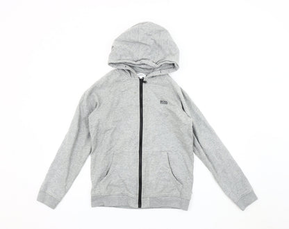 Hugo Boss Boys Grey Hooded Jacket XS - Casual Cotton Blend