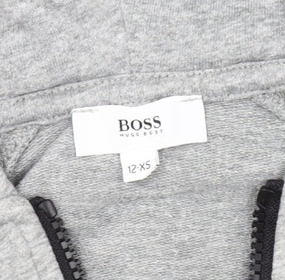 Hugo Boss Boys Grey Hooded Jacket XS - Casual Cotton Blend