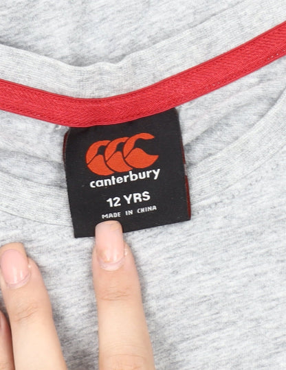 Canterbury Boys Grey T-Shirt 12 Years Rugby Graphic Print