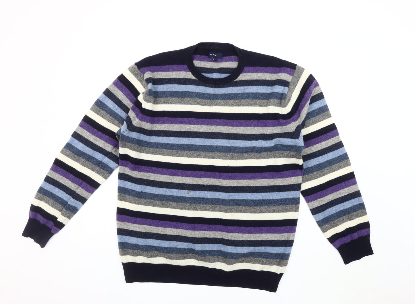 Gant Men's Multicoloured 2XL Wool Striped Pullover Jumper