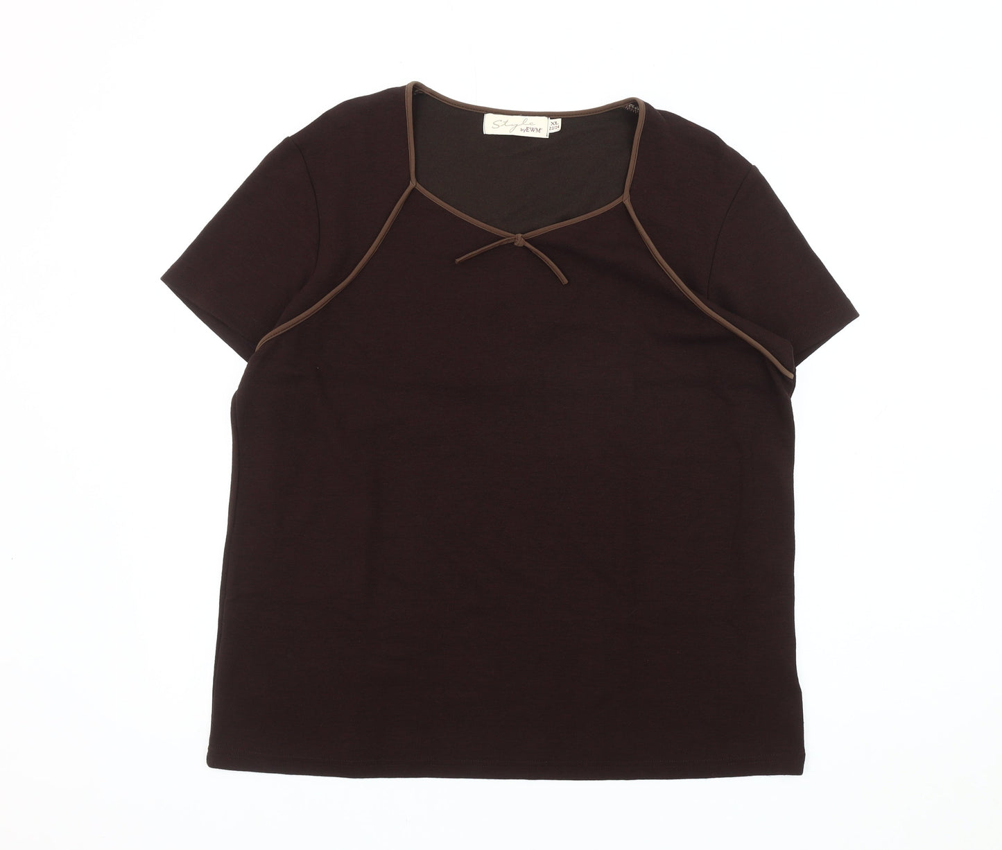 Womens UK Size 22 Style by EWM Brown Basic T-Shirt