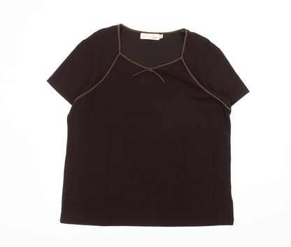Womens UK Size 22 Style by EWM Brown Basic T-Shirt
