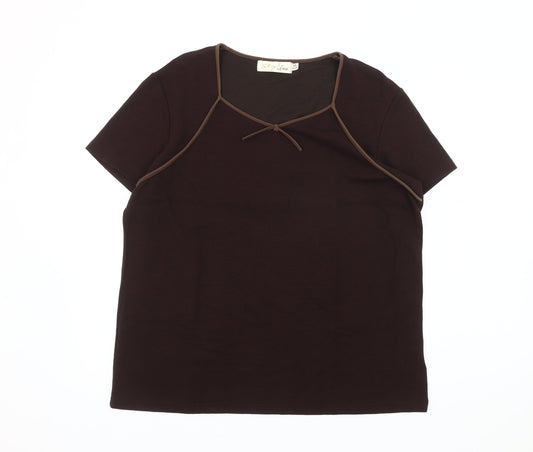 Womens UK Size 22 Style by EWM Brown Basic T-Shirt