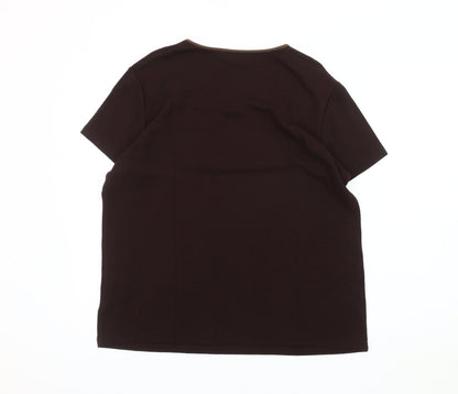 Womens UK Size 22 Style by EWM Brown Basic T-Shirt