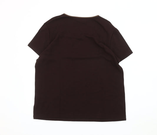Womens UK Size 22 Style by EWM Brown Basic T-Shirt