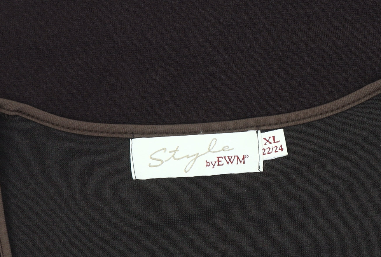 Womens UK Size 22 Style by EWM Brown Basic T-Shirt