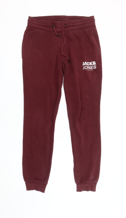 Jack & Jones XS Men's Red Joggers - Elastic Waist, Pockets