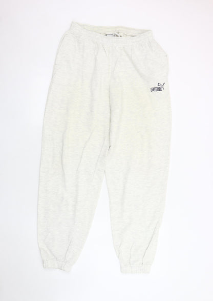 Puma Men's White Sweatpants M - Elastic Waist, Pockets