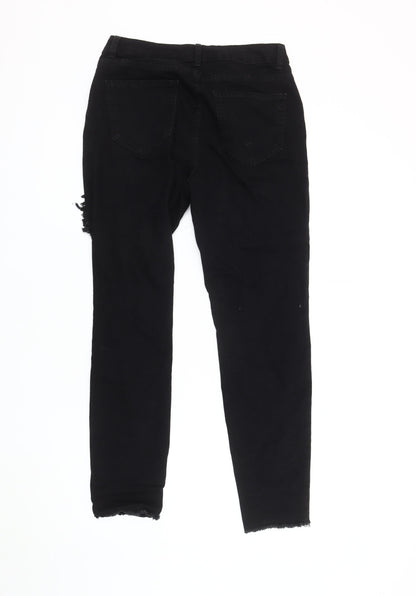 ROMWE Women's Black Skinny Jeans, Distressed, Size L