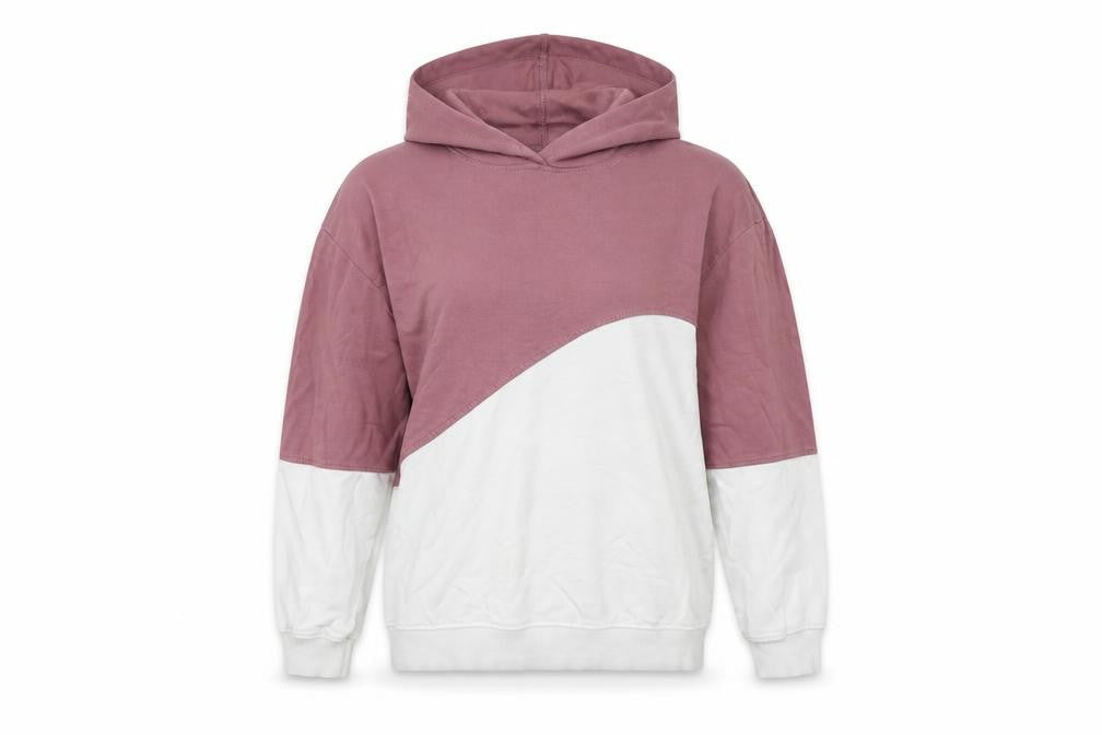 Front view of DKNY Teens Pink Colourblock Pullover Hoodie L
