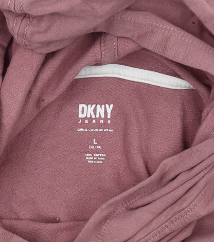 DKNY Teens Pink Colourblock Pullover Hoodie L