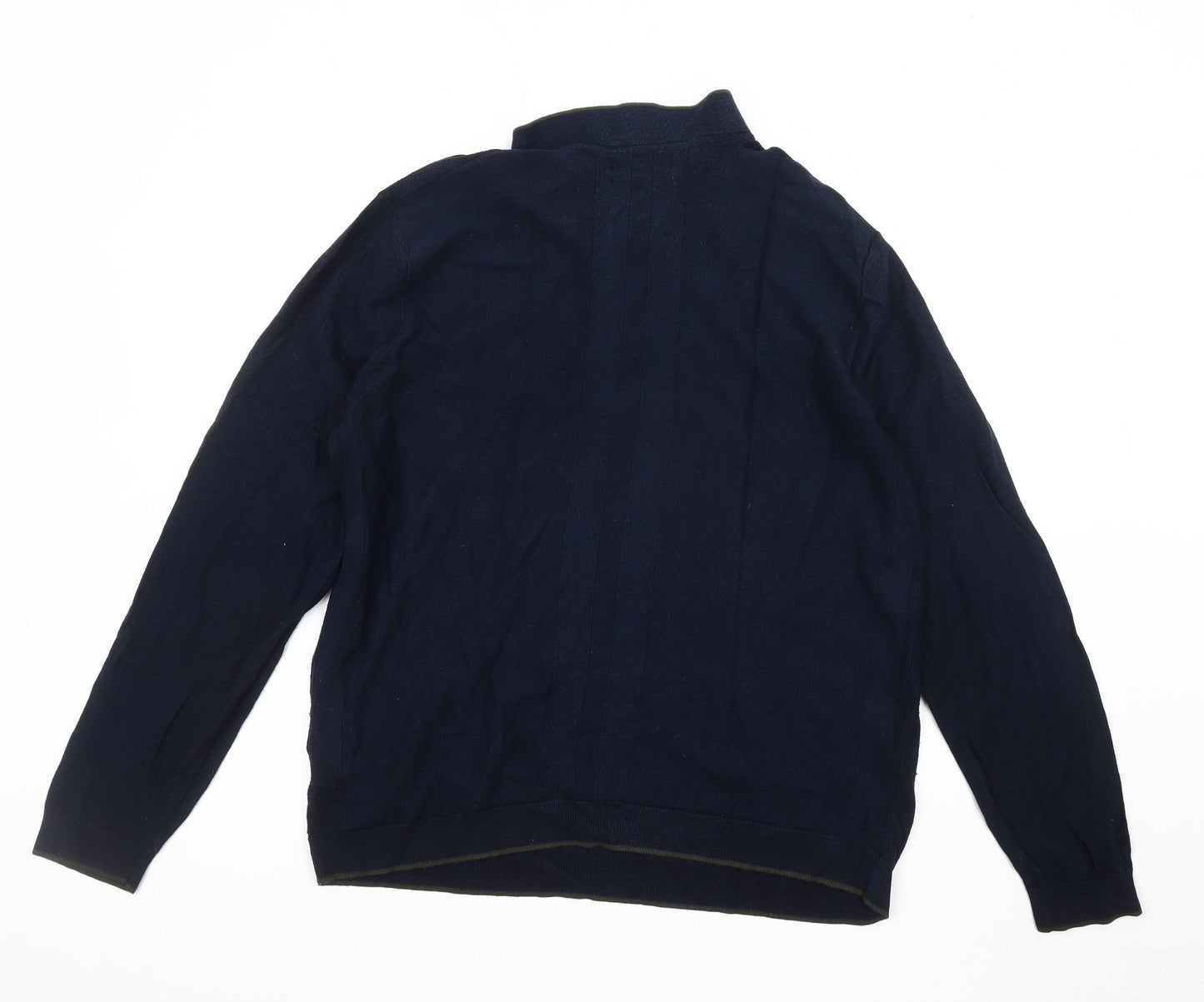 Marks and Spencer Men's Blue Full Zip Jumper - Size L
