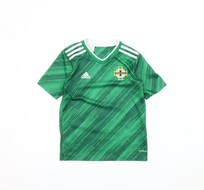 Boys' Green Adidas Football T-Shirt, Size S, Jersey Style