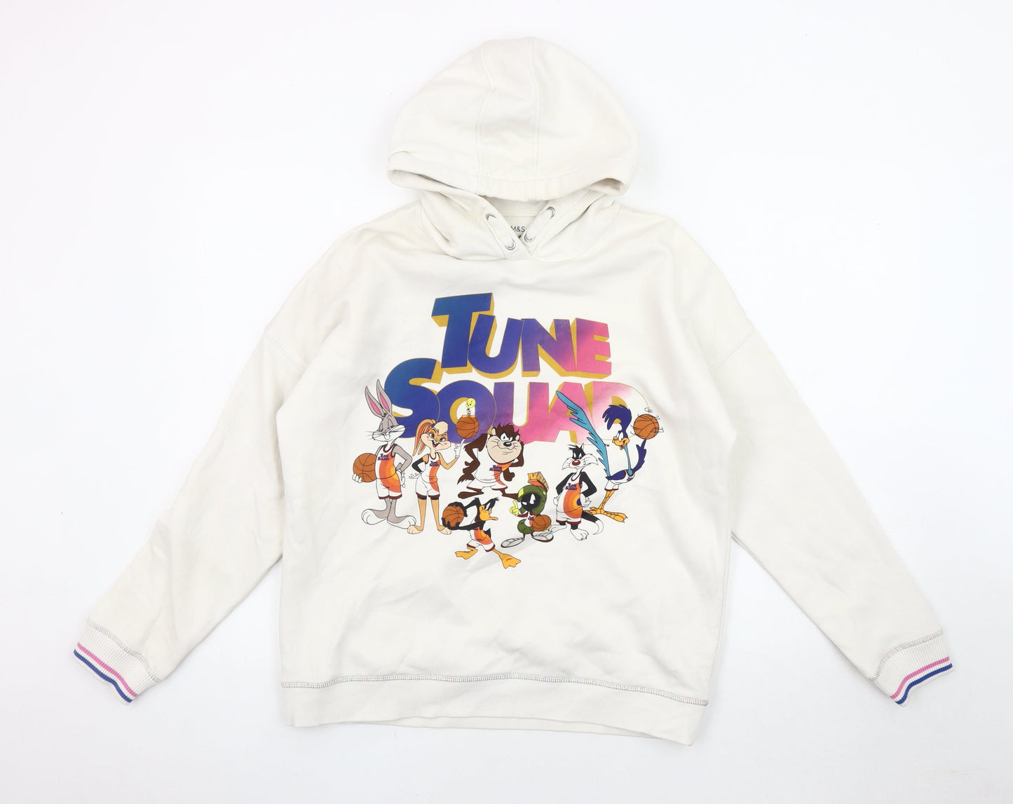 Marks and Spencer White Girls Space Jam Hoodie, Size 14, Pullover