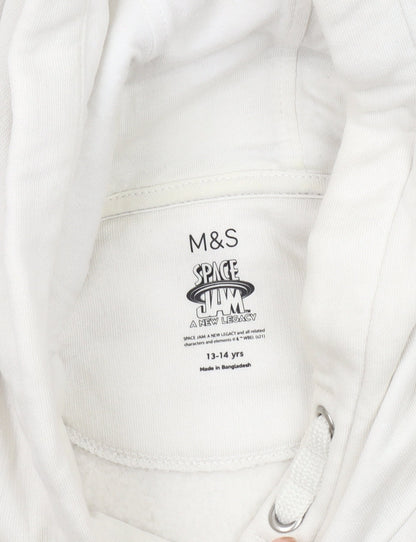 Marks and Spencer White Girls Space Jam Hoodie, Size 14, Pullover