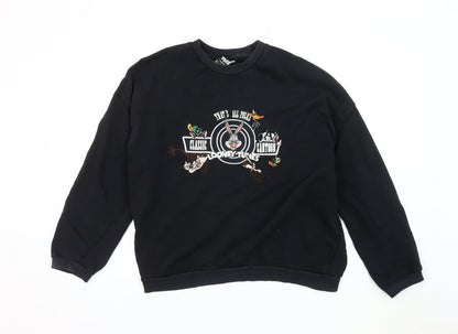Unisex Adults UK Size XS Pull & Bear Black Pullover Sweatshirt