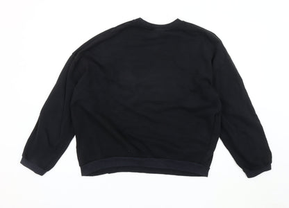 Unisex Adults UK Size XS Pull & Bear Black Pullover Sweatshirt