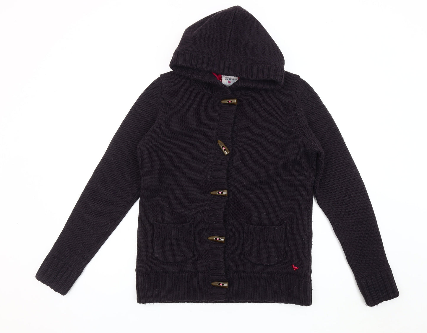 Country Rose Black Wool Hooded Women's Jacket (M)