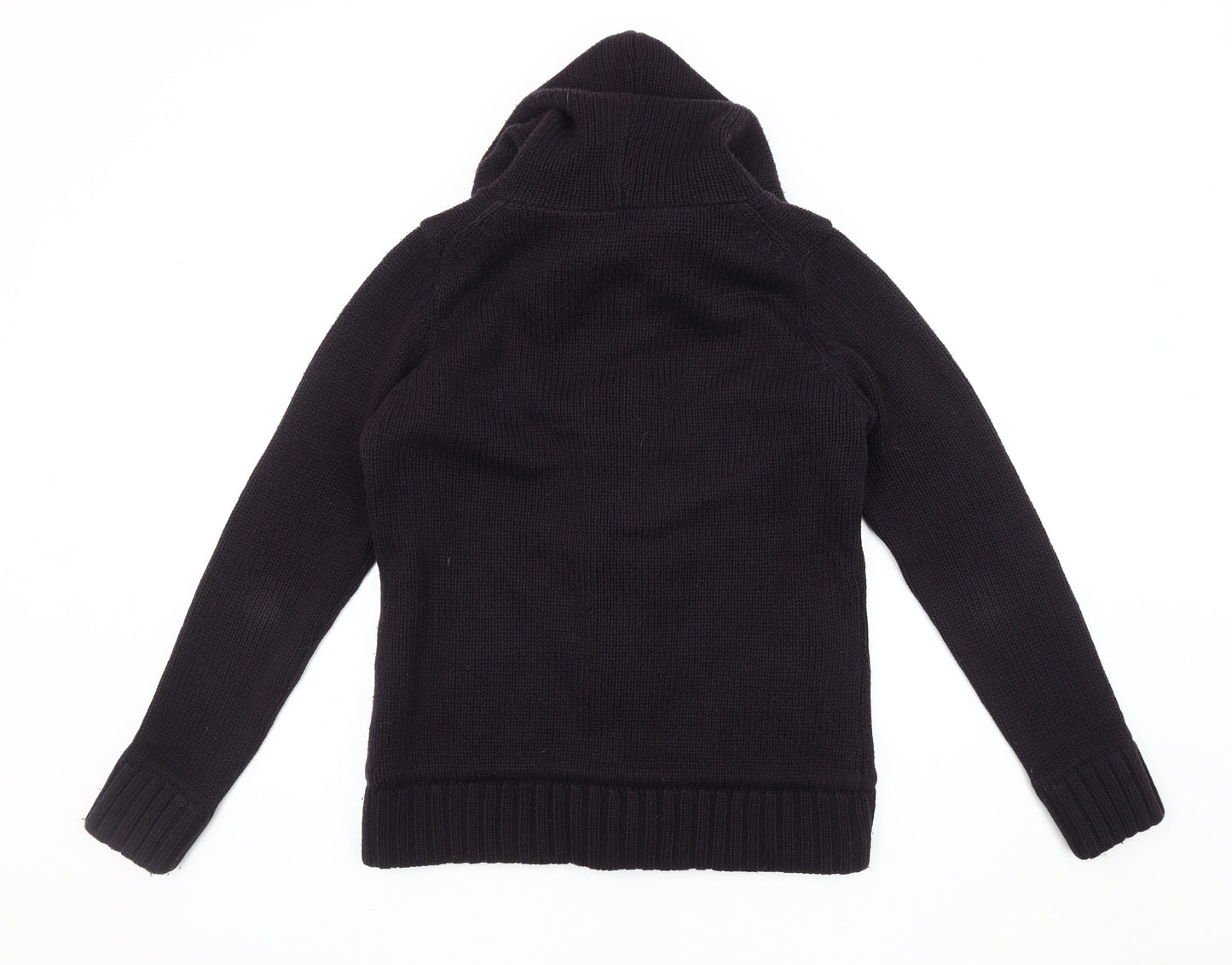 Country Rose Black Wool Hooded Women's Jacket (M)