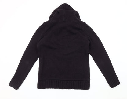 Country Rose Black Wool Hooded Women's Jacket (M)