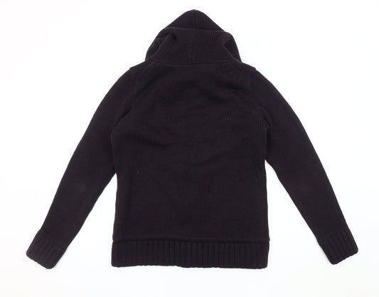 Country Rose Black Wool Hooded Women's Jacket (M)