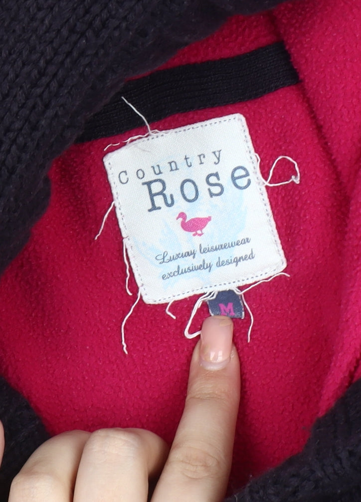 Country Rose Black Wool Hooded Women's Jacket (M)