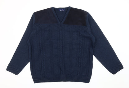 BHS Men's Blue Cable-Knit Pullover Jumper L