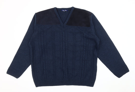 BHS Men's Blue Cable-Knit Pullover Jumper L