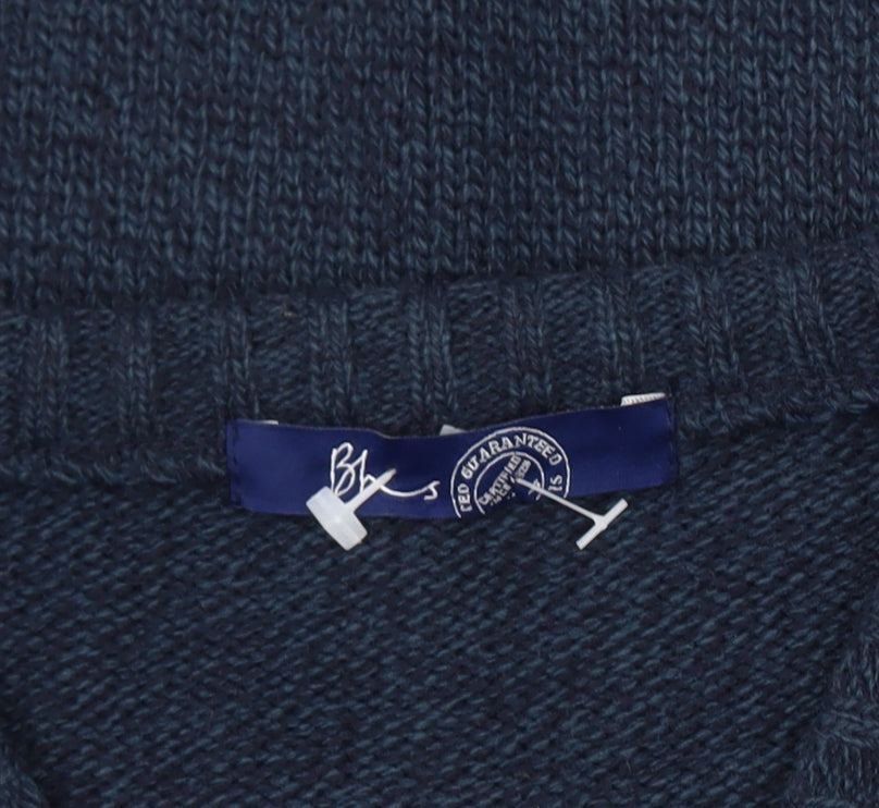 BHS Men's Blue Cable-Knit Pullover Jumper L