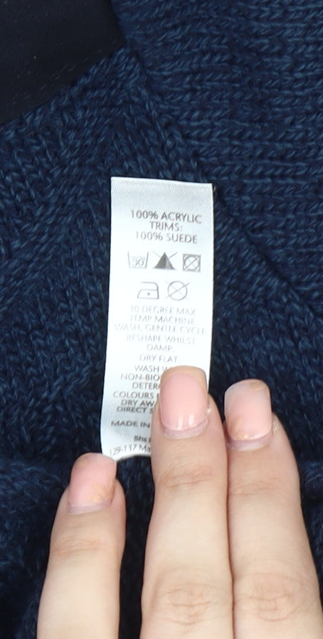 BHS Men's Blue Cable-Knit Pullover Jumper L