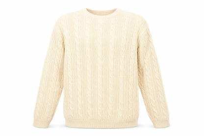 Tulchan Men's Beige Cable-Knit Pullover Jumper M
