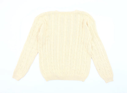 Tulchan Men's Beige Cable-Knit Pullover Jumper M