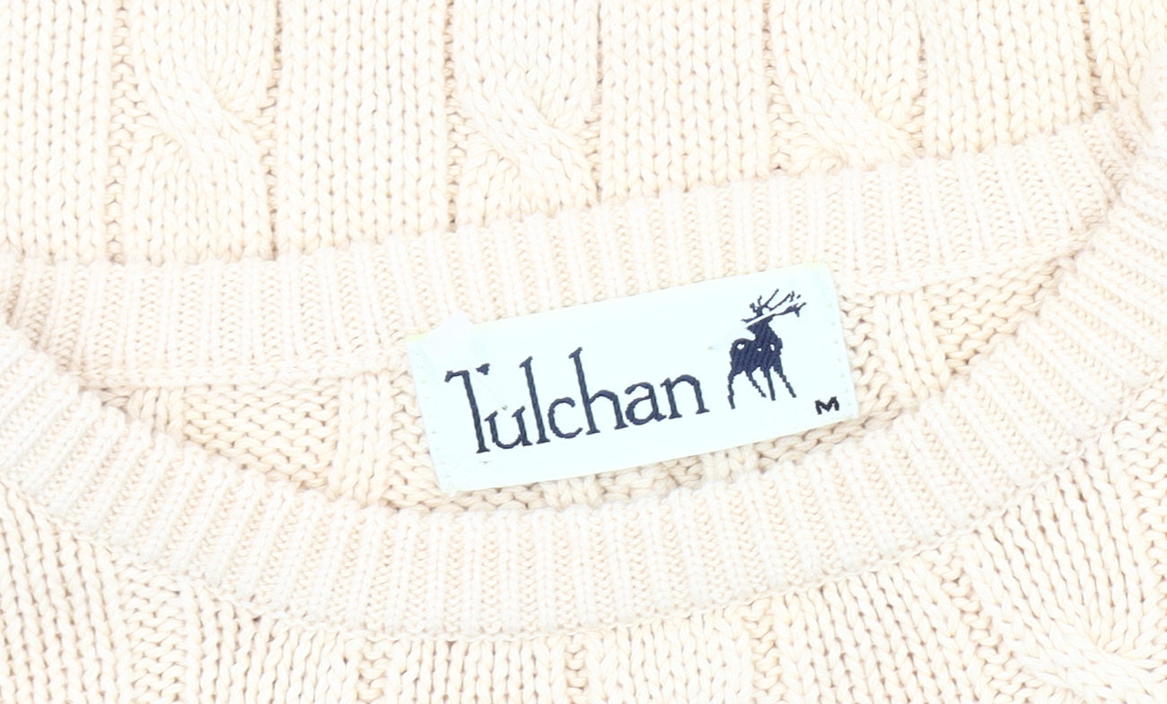 Tulchan Men's Beige Cable-Knit Pullover Jumper M