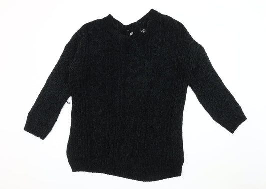 Womens UK Size L Derek Heart Black Pullover Jumper